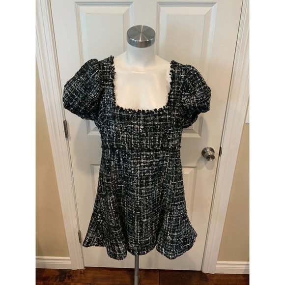 LIKELY Alessandra Black/Blue Tweed Fit & Flare Dress, Size 14 NWT! $248 - Picture 3 of 11